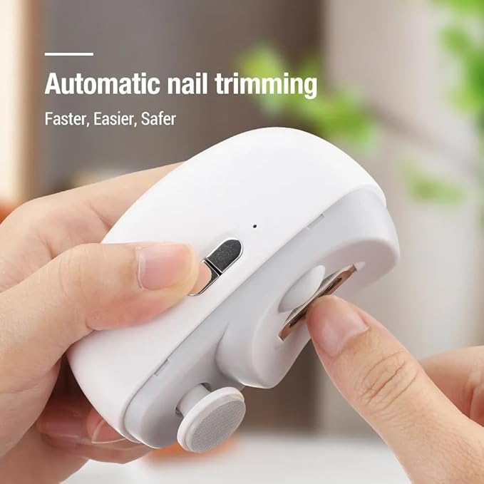 Rechargeable 2-in-1 Nail Polisher & Cutter – Dual Speed Electric Trimmer with Auto Shutoff & Nail Collector | Safe for Baby & Adult